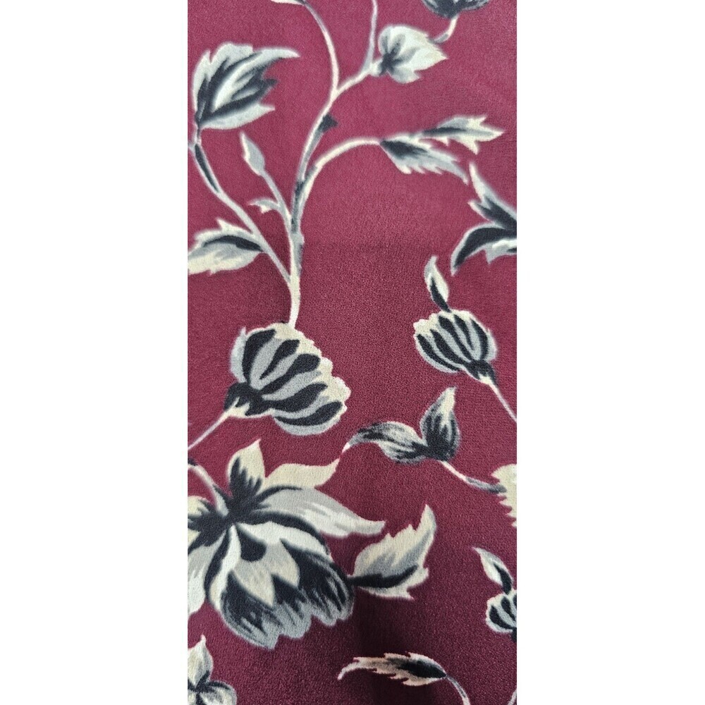 J. Jill Burgundy Floral Long Sleeve Button Up Tunic Pleated Shirt Blouse Size S - Picture 13 of 16